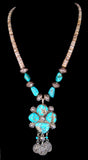 Navajo Sterling Silver, Turquoise, and Coin Necklace by Betty Yellowhorse (SOLD)