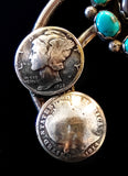 Navajo Sterling Silver, Fire Opal Bearing Agate, Turquoise, and Coin Necklace by Betty Yellowhorse