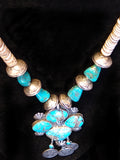 Navajo Sterling Silver, Turquoise, and Coin Necklace by Betty Yellowhorse (SOLD)