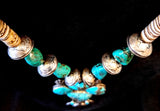 Navajo Sterling Silver, Turquoise, and Coin Necklace by Betty Yellowhorse (SOLD)