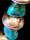 Navajo Sterling Silver, Turquoise, and Coin Necklace by Betty Yellowhorse (SOLD)