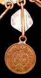Navajo Sterling Silver, Copper, Turquoise, Red-Goldstone, and Coin Necklace by Betty Yellowhorse (SOLD)