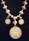 Navajo Sterling Silver, Turquoise, and Coin Necklace by Betty Yellowhorse (SOLD)
