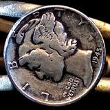 Navajo Sterling Silver with Turquoise and Liberty Mercury Dimes Cuff Bracelet by Betty Yellowhorse