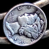 Navajo Sterling Silver with Turquoise and Liberty Mercury Dimes Cuff Bracelet by Betty Yellowhorse