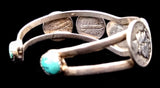 Navajo Sterling Silver with Turquoise and Liberty Mercury Dimes Cuff Bracelet by Betty Yellowhorse