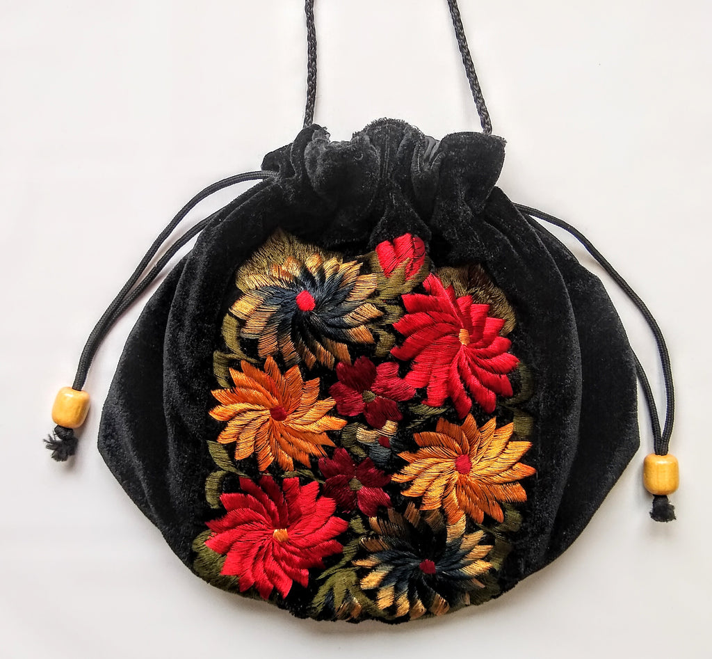 Embroidered Velvet Bag from Guatemala