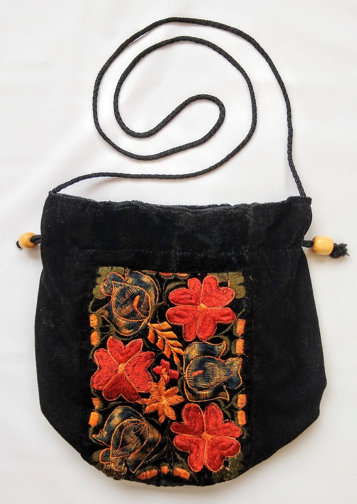 Embroidered Velvet Bag from Guatemala