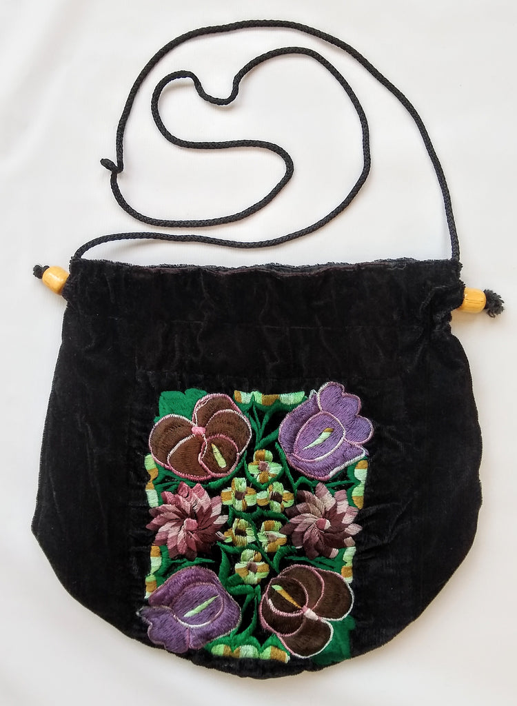 Embroidered Velvet Bag from Guatemala