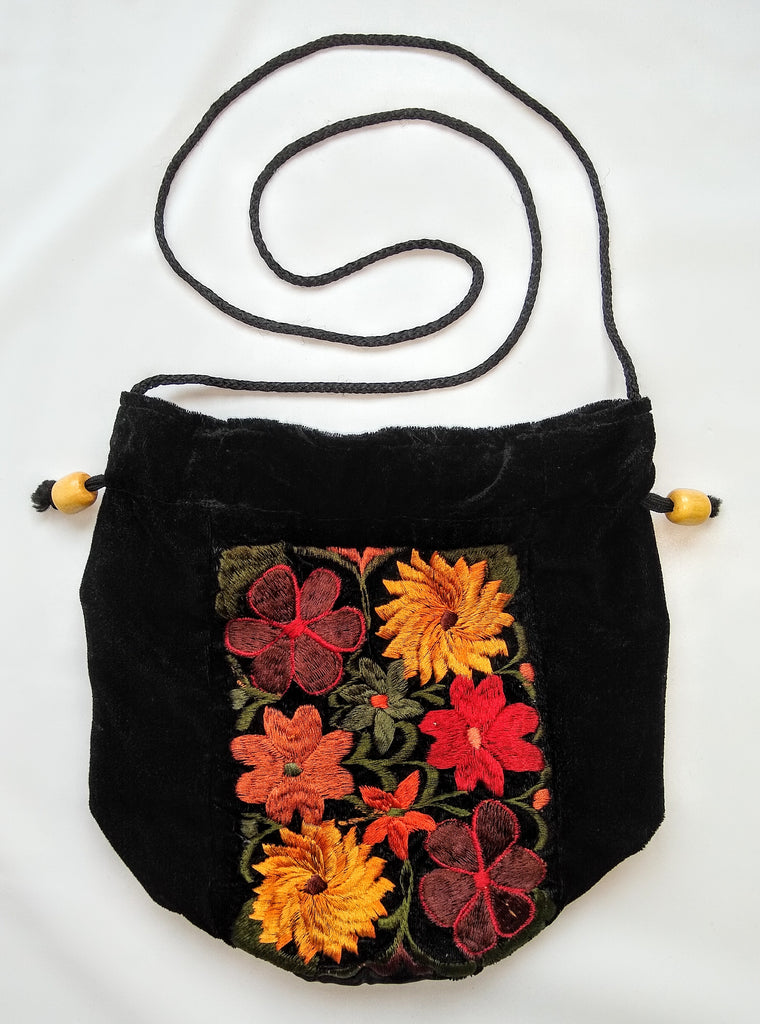 Embroidered Velvet Bag from Guatemala