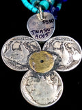Navajo Sterling Silver, Turquoise, Lapis, and Buffalo Nickel Necklace by Betty Yellowhorse (SOLD)