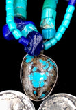 Navajo Sterling Silver, Turquoise, Lapis, and Buffalo Nickel Necklace by Betty Yellowhorse (SOLD)