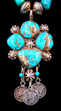 Navajo Sterling Silver, Turquoise, and Coin Necklace by Betty Yellowhorse (SOLD)