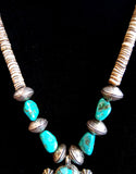 Navajo Sterling Silver, Turquoise, and Coin Necklace by Betty Yellowhorse (SOLD)