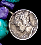 Navajo Turquoise, Charoite, and Sterling Silver Necklace by Betty Yellowhorse