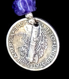 Navajo Turquoise, Charoite, and Sterling Silver Necklace by Betty Yellowhorse