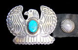 Navajo Sterling Silver and Turquoise Concho Belt by Albert and Jacqualine Cleveland