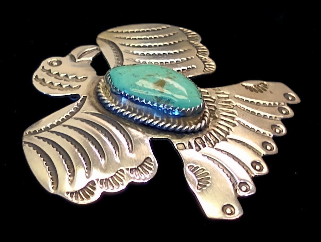 Navajo Sterling Silver and Turquoise Pendant Pin by Albert and Jacqualine Cleveland