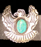 Navajo Sterling Silver and Turquoise Concho Belt by Albert and Jacqualine Cleveland