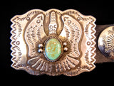 Navajo Sterling Silver and Turquoise Concho Belt by Albert and Jacqualine Cleveland