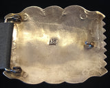 Navajo Sterling Silver and Turquoise Concho Belt by Albert and Jacqualine Cleveland