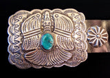 Navajo Sterling Silver and Turquoise Concho Belt by Albert and Jacqualine Cleveland