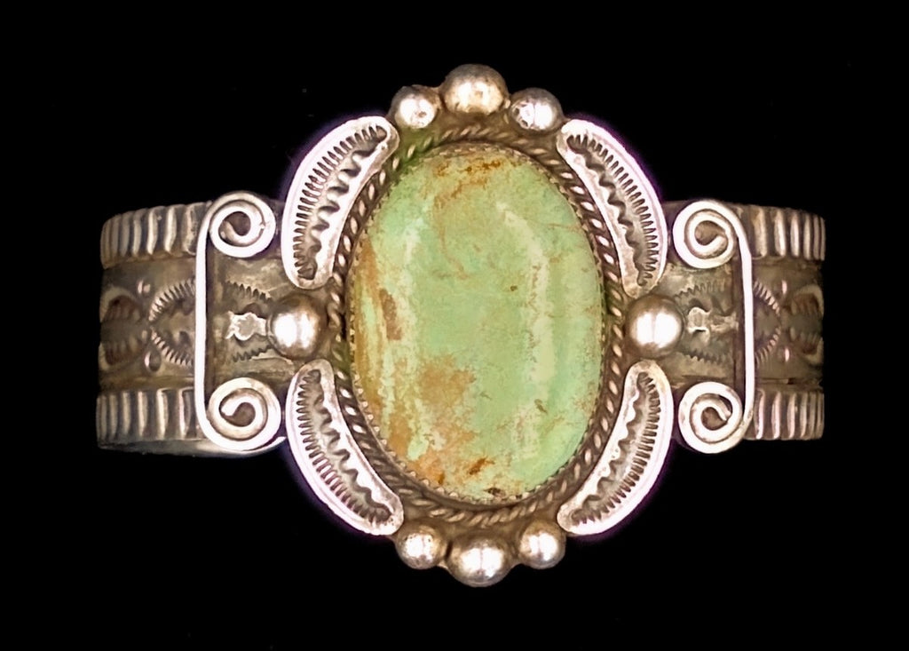 Navajo Sterling Silver and Turquoise Cuff by Albert Cleveland