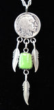 Navajo Sterling Silver, Gaspeite, and Buffalo Nickel Necklace by Betty Yellowhorse