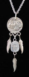 Navajo Sterling Silver, Gaspeite, and Buffalo Nickel Necklace by Betty Yellowhorse
