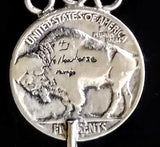 Navajo Sterling Silver, Gaspeite, and Buffalo Nickel Necklace by Betty Yellowhorse