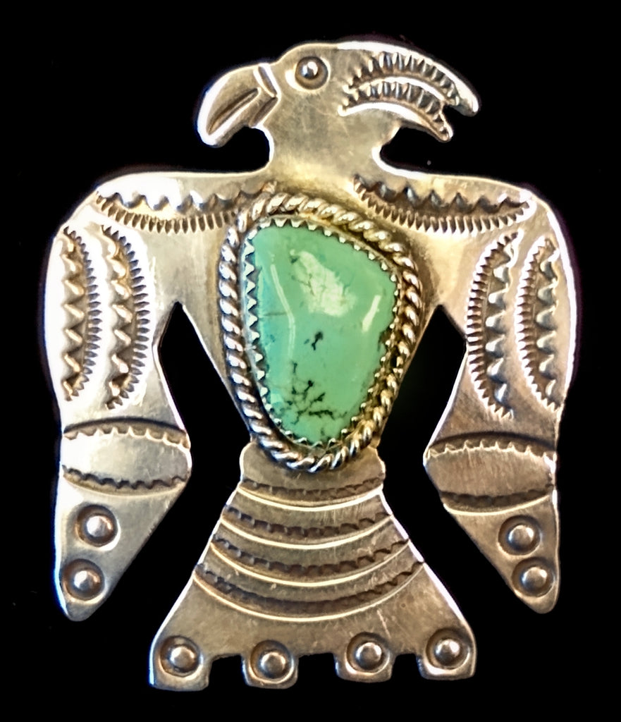 Navajo Sterling Silver and Turquoise Pin by Albert and Jacqualine Cleveland HOLD