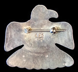 Navajo Sterling Silver and Turquoise Pin by Albert and Jacqualine Cleveland Hold