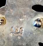 Navajo Sterling Silver and Turquoise Pin by Albert and Jacqualine Cleveland Hold