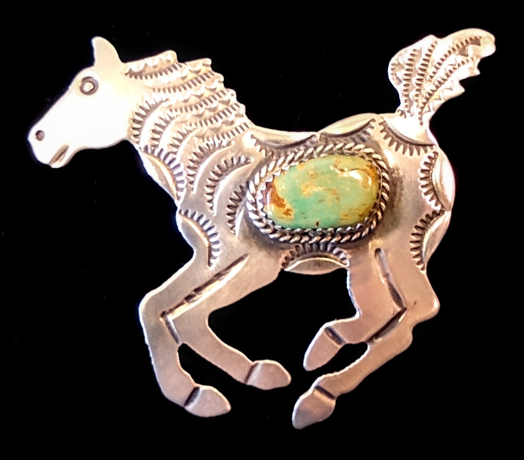 Navajo Sterling Silver and Turquoise Pin by Albert and Jacqualine Cleveland HOLD