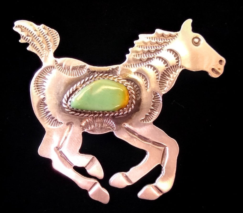 Navajo Sterling Silver and Turquoise Pin by Albert and Jacqualine Cleveland HOLD