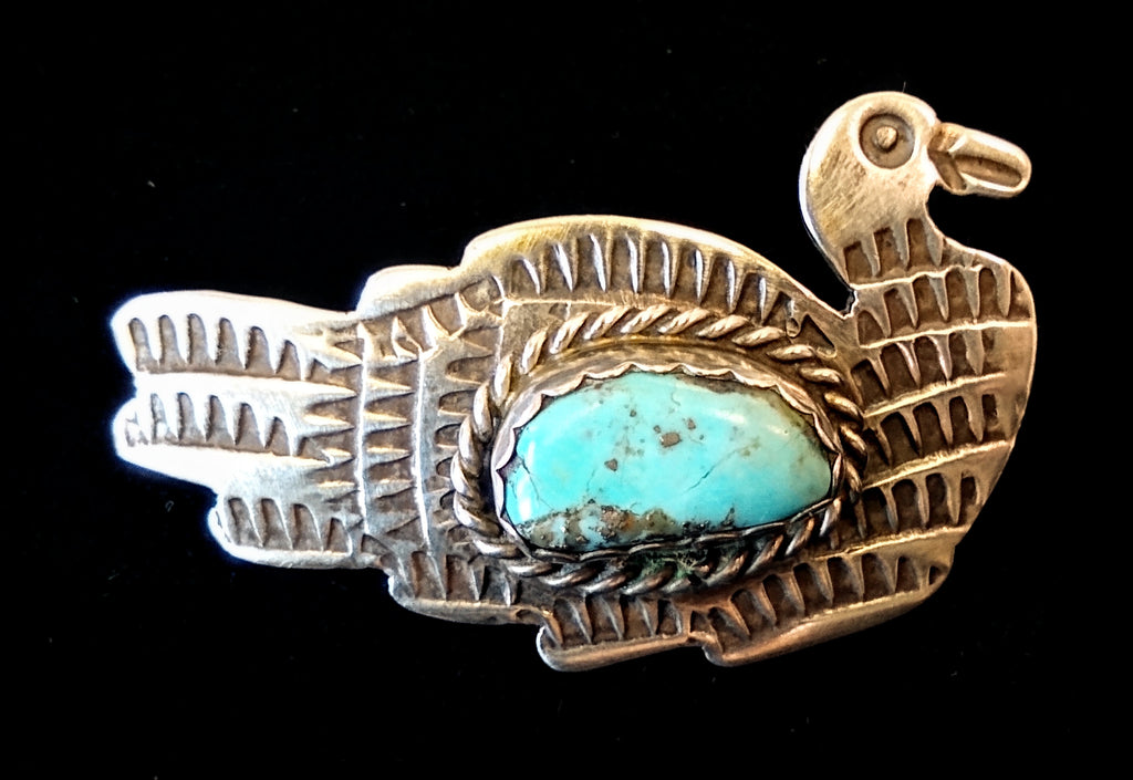 Navajo Sterling Silver and Turquoise Pin by Albert and Jacqualine Cleveland HOLD
