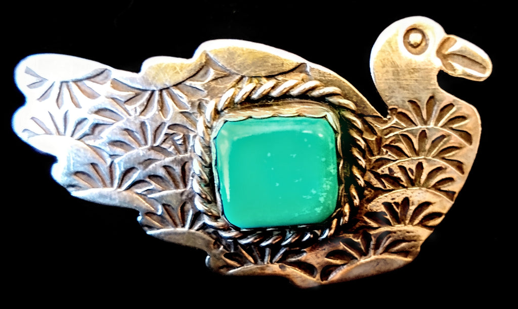 Navajo Sterling Silver and Turquoise Pin by Albert and Jacqualine Cleveland HOLD