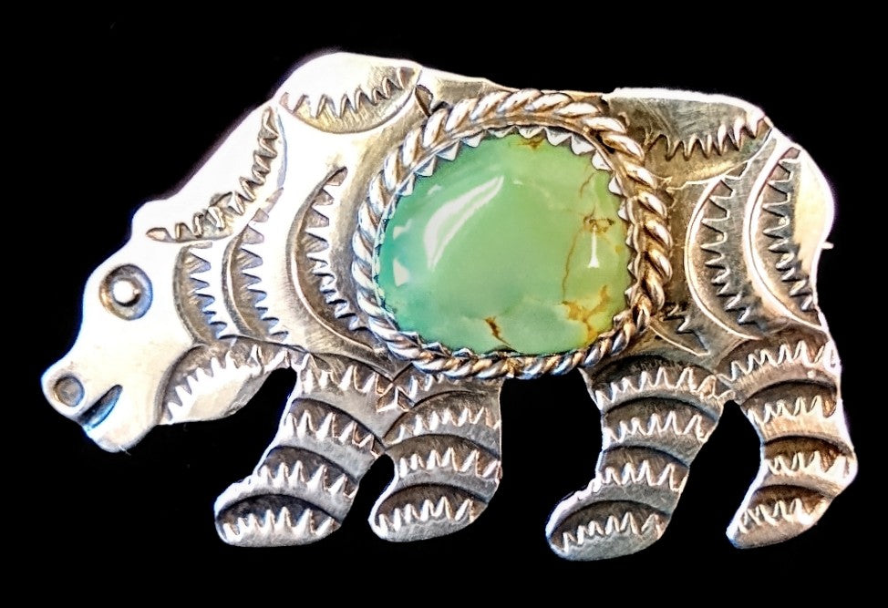 Navajo Sterling Silver and Turquoise Pin by Albert and Jacqualine Cleveland HOLD