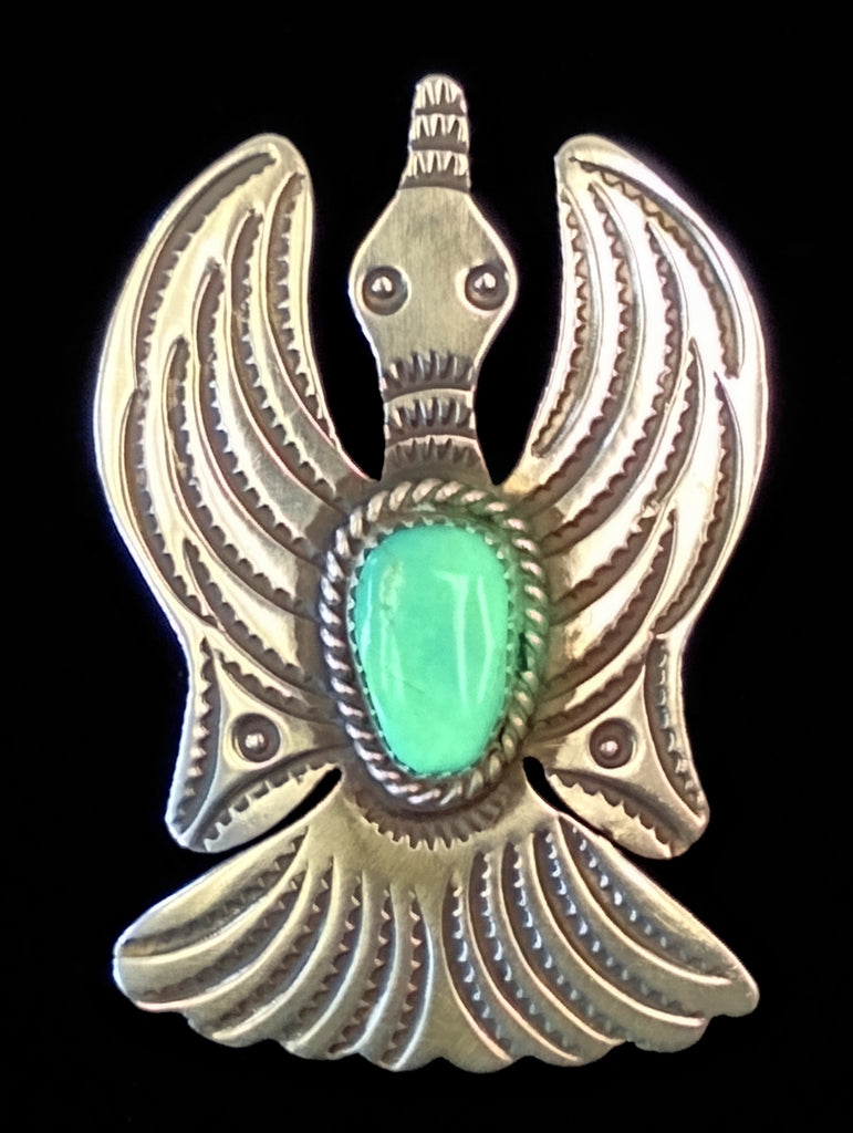 Navajo Sterling Silver and Turquoise Pendant Pin by Albert and Jacqualine Cleveland