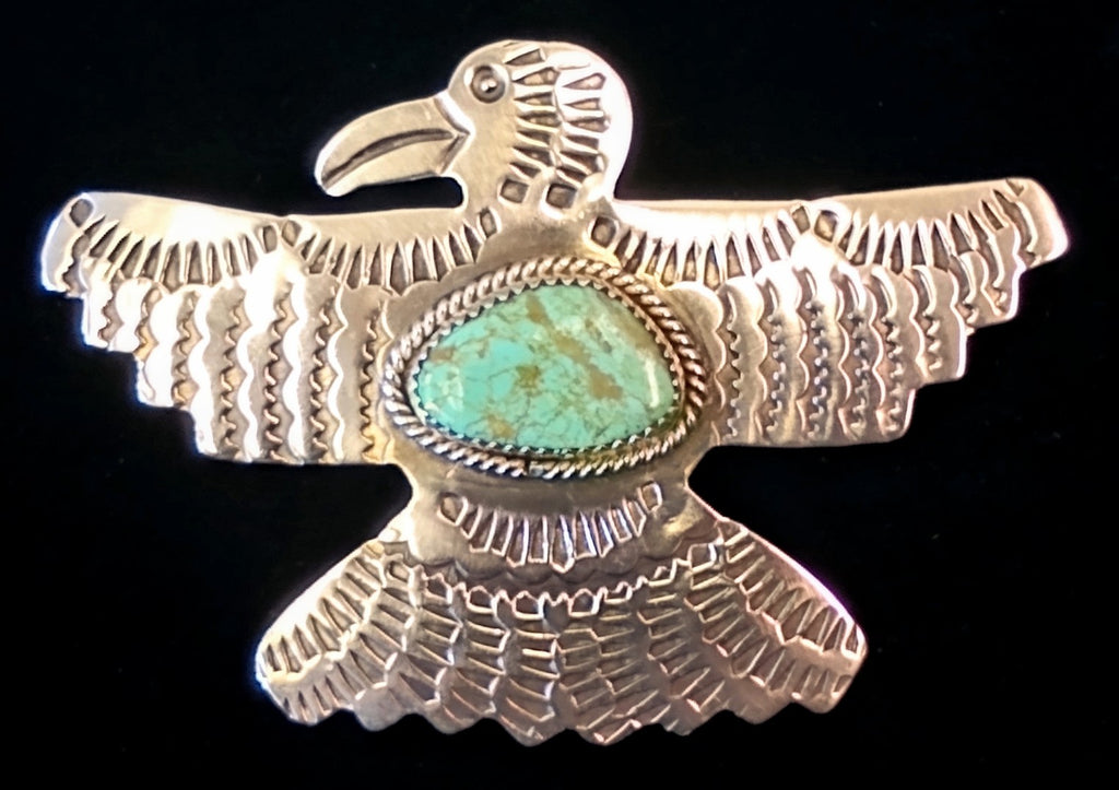 Navajo Sterling Silver and Turquoise Pendant Pin by Albert and Jacqualine Cleveland