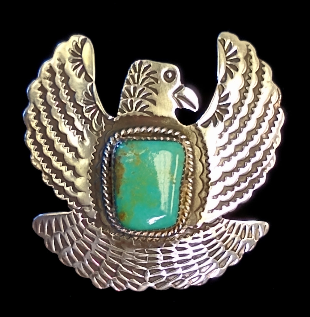 Navajo Sterling Silver and Turquoise Pendant Pin by Albert and Jacqualine Cleveland