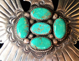 Navajo Sterling Silver and Turquoise Pendant Pin by Albert Cleveland