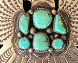 Navajo Sterling Silver and Turquoise Pendant Pin by Albert Cleveland