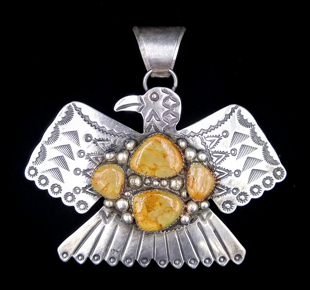 Navajo Sterling Silver and Turquoise Pendant Pin by Albert Cleveland