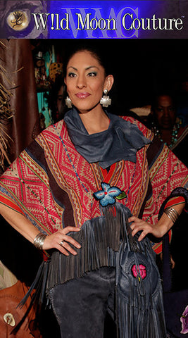 Xochitl "Apu" - Poncho-Cape with Leather Fringe  SOLD