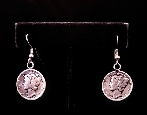 Navajo Liberty Mercury Dime Earrings by Betty Yellowhorse