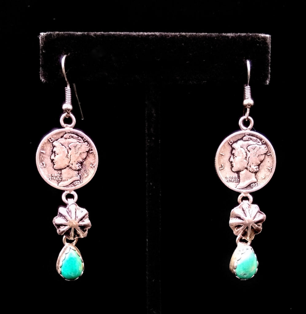 Navajo Sterling Silver and Turquoise Earrings by Betty Yellowhorse (SOLD)