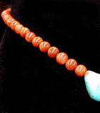 Navajo Sterling Silver, Copper, Turquoise, Red-Goldstone, and Coin Necklace by Betty Yellowhorse (SOLD)