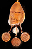 Navajo Sterling Silver, Copper, Turquoise, Red-Goldstone, and Coin Necklace by Betty Yellowhorse (SOLD)