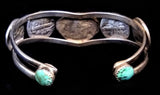 Navajo Sterling Silver with Turquoise and Liberty Mercury Dimes Cuff Bracelet by Betty Yellowhorse